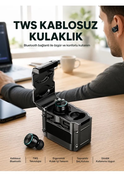 Ergonomik Tasarımlı Bluetooth Kulaklık Suya Dayanıklı Dokunmatik Kontrollü Yeni Nesil 1
