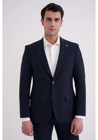 Efor Slim Fit Çift Yırtmaç Gofre Kumaş Esnek Lacivert Spor Takım Elbise Tk 940 Lacivert