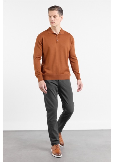 İmza Kiremit Polo Yaka Cepsiz Comfort Fit Classic Pamuklu Triko Kazak 1012255155 İmza Kiremit Polo Yaka Cepsiz Comfort Fit Classic Pamuklu Triko Kazak 1012255155