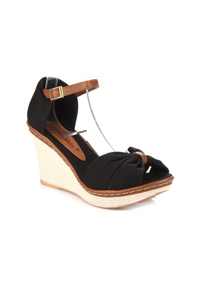 Fox Shoes Siyah Kadın Dolgu Topuklu Ayakkabı 9674040505