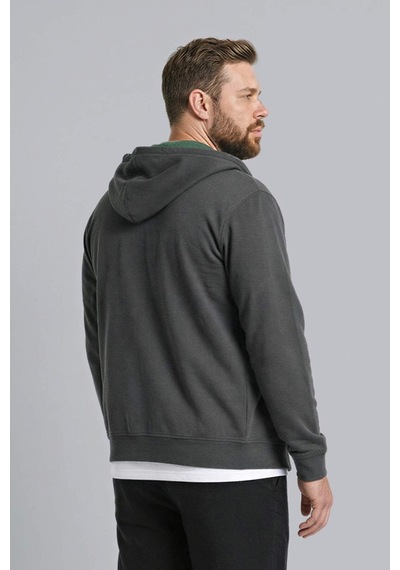 Defacto - Büyük Beden Kapüşonlu Fermuarlı Sweatshirt H2059AX26SP