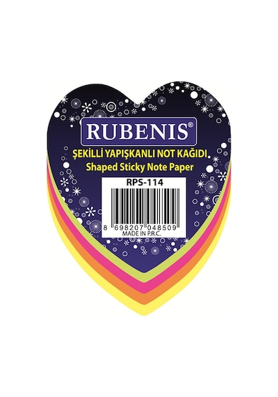 Rubenis Yapışkanlı Not Kağıdı Kalp Desenli Fosforlu 4 Renk Rps-11