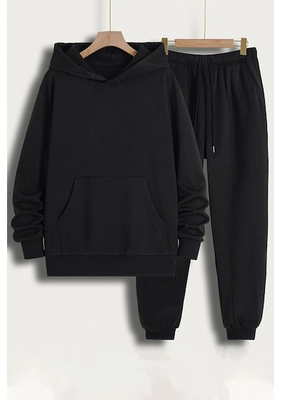 Uyguntarz Unisex Love Never Fails Baskılı Eşofman Takımı Siyah