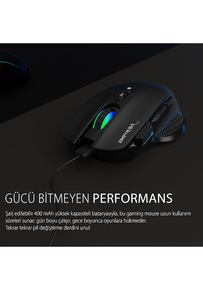 Profesyonel 8 Tuşlu Rgb Gaming Oyuncu Mouse Bluetooth 5.3 Kablosuz & Kablolu Img-gt22