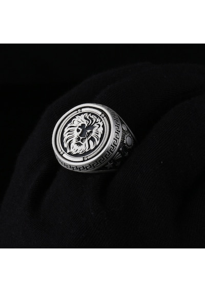 Fkgümüş 925 Ayar Gümüş Aslan Motifli Erkek Yüzük Silver