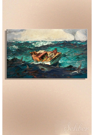 Winslow Homer'ın "the Gulf Stream" Körfez Akımı Adlı Eseri Yatay Kanvas Tablo 4305 Çok Renkli