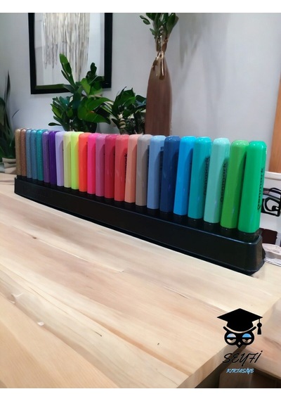 Penmark 24 Renk Plastik Standlı Fosforlu Kalem Seti İşaretleme Kalem Seti Highlighter Çok Renkli