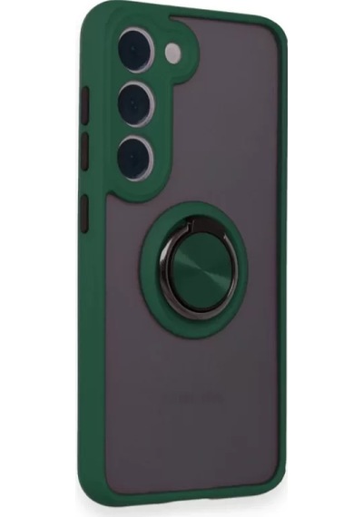 Newface Samsung Galaxy S24 Fe Kılıf Montreal Yüzüklü Silikon Kapak - Yeşil