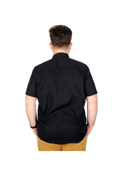 Mode Xl Buyuk Beden Erkek Kısa Kol Hakim Yaka 20387 Siyah 001