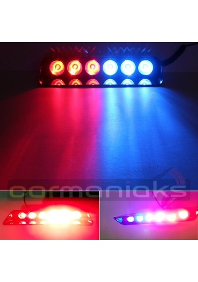 Tiger Marketing Araç Içi Vantuzlu Cama Çakar Kırmızı Mavi 6 Led 12 Farklı Mod