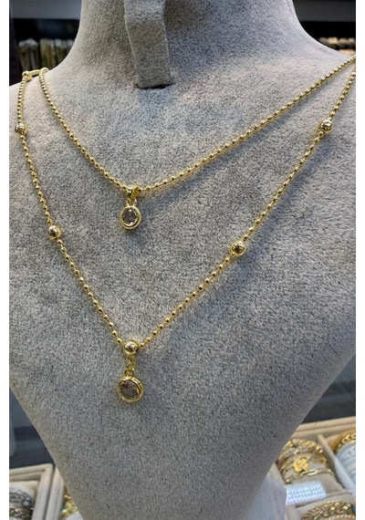 İkili Gold Renk Kolye 45 Cm Altın 67456700