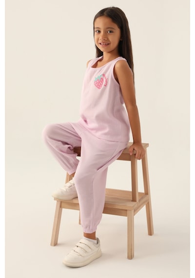 Rolypoly Zero Arm Mor Kız Çocuk Pijama Takımı 5274-42951 Rose