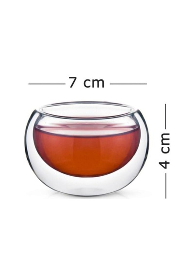 6 Adet Çift Cidarlı Sosluk 50 Ml 6'lı Borosilikat Cam Sos Çerezlik Lokumluk Mini Kase Seti Şeffaf