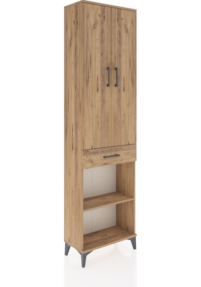 Arges Dolap 3 Raflı Tek Çekmeceli Tek Askılı 60x30x221 Çam-çam Çam