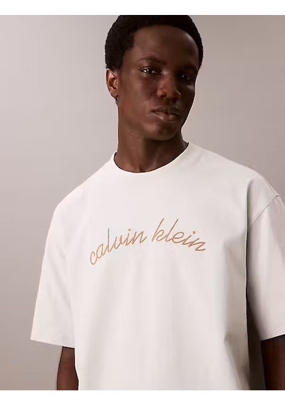 Calvin Klein Erkek Marka Logolu Organik Pamuklu Günlük Kullanıma Uygun 1krem1 T-shirt Lv04rc225g 6qh