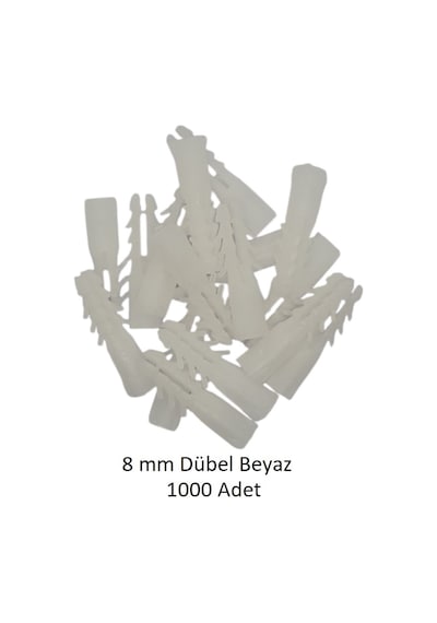 Dübel, 8 Mm Plastik Beyaz Dübel 1000 Adet