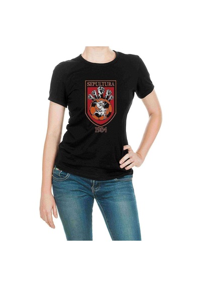 The Rock Logo Baskılı Siyah Kadın Tshirt (534666078)