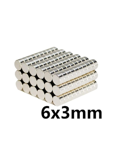 Dünya Magnet 50 Adet - Yuvarlak Neodyum Mıknatıs, 6x3 Mm, Güçlü Magnet, N35 Kalite