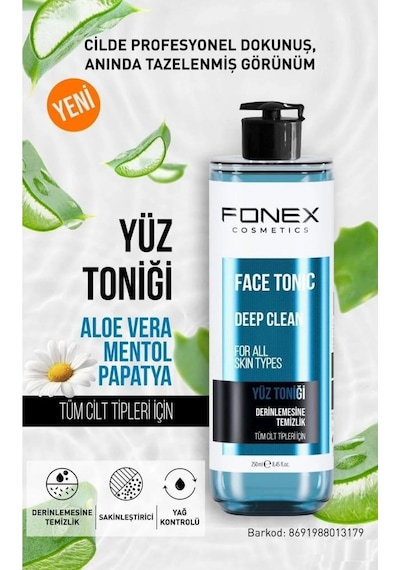 Fonex Derinlemesine Temizlik Tüm Cilt Tipleri İçin Yüz Toniği 250 Ml Mavi