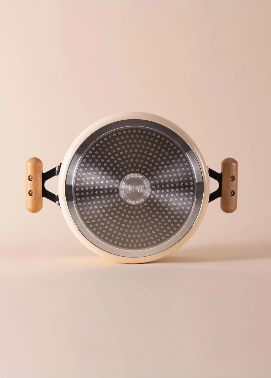 The Mia Cucina Derin Tencere 24 Cm Seramik Kaplama Krem