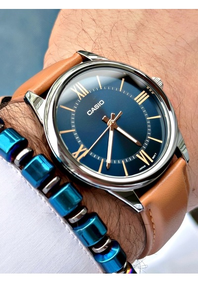 Casio Kahverengi Klasik Model   Deri Kordon Erkek Kol Saati + Bileklik Hediyeli Nda93