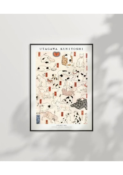 Çerçevesiz Poster Utagawa Kuniyoshi Kediler