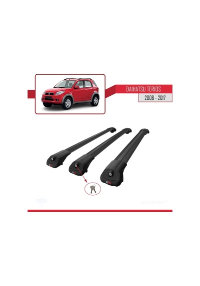 Daihatsu Terios 2006-2017 Arası İle Uyumlu Ace-1 Ara Atkı Tavan Barı Siyah 3 Adet Bar