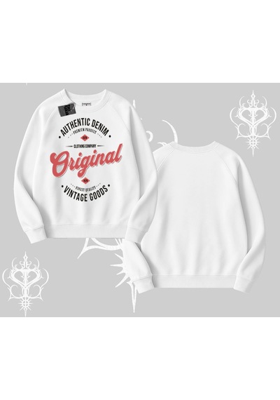 Biskilet Sweatshirt Authentic Denim Original Beyaz