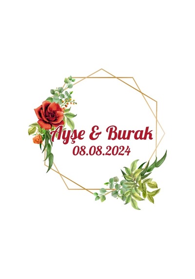 Yuvarlak Geyikli Kış Etiketi Kına Nişan Düğün 3x3 Cm Özel Etiket / 50 Adet Sticker Beyaz