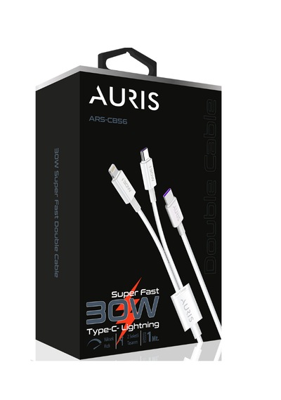 Auris 30w Usb C To Type C + Lightning Şarj Kablosu 2in1 Superfast