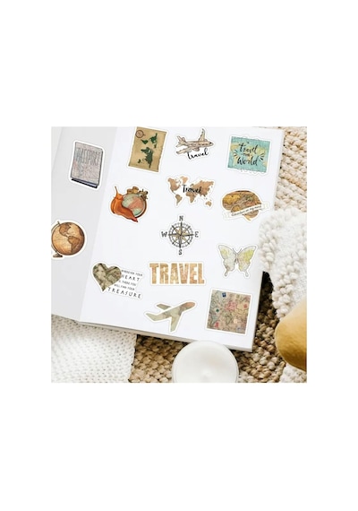 50'li Vintage Travel Map Stickers Set, Seyahat Sticker Seti Laptop Notebook Tablet Sticker Seti 1