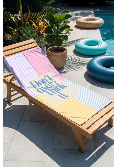 Çizgili Renk Bloklu Dont Overthink Plaj Havlusu - Pastel Akdeniz Stil Hızlı Kuruyan Mikrofiber Havlu Dalgın Mercan Çizgili Renk Bloklu Dont Overthink Plaj Havlusu - Pastel Akdeniz Stil Hızlı Kuruyan Mikrofiber Havlu Dalgın Mercan