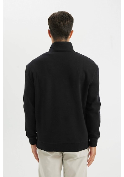 DeFacto Comfort Regular Fit Rahat Kalıp Fermuarlı Dik Yaka Basic Düz Sweatshirt X7405AZ24AUBK81