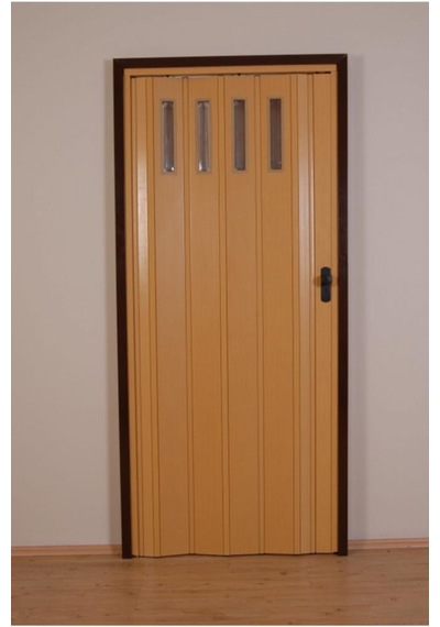 1sıra Camlı Akordiyon Kapı Meşe Ahşap Desenli 87x200cm