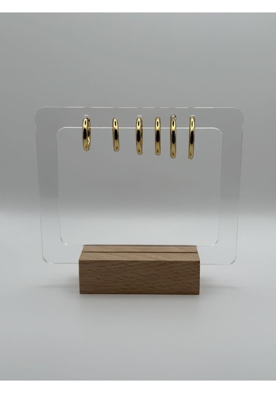 Arnes Jewelry Çelik Gold 3'lü Halka Küpe Ar04 Gold