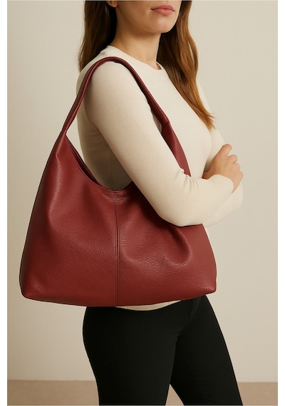 Adelina Bags Kadın Salaş Yumuşak Dokulu Büyük Omuz Ve Tote Çanta Bordo