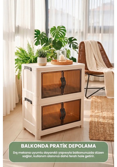 Evonıta 2 Katlı Portatif Dolap 80 Lt Geniş Hacimli Çok Amaçlı Organizer 49x30x59 Cm Beyaz