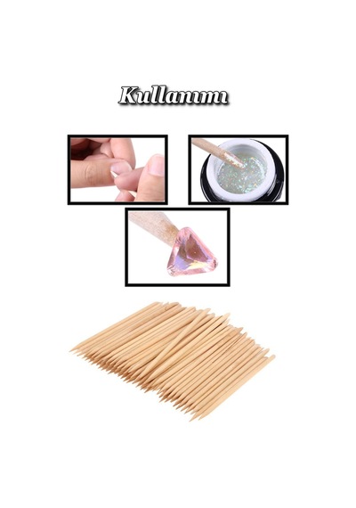 Portakal Çubuğu 11 Cm 100'lü Set Ahşap Tırnak Eti Itici Manikür Çubuğu 11cm-uzun