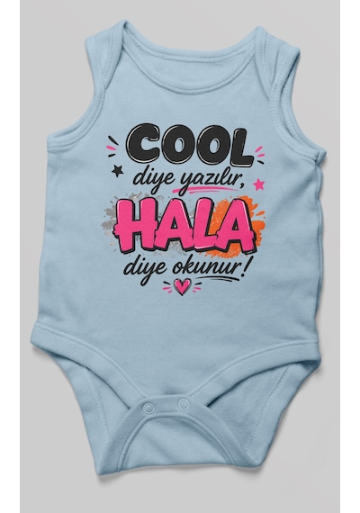 Morivokids Cool Diye Yazılır Hala Diye Okunur Sıfır Kol Bebek Body %100 Pamuk Bebe Mavisi