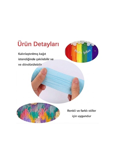 Pastel Mavi Şerit Krapon Kağıdı Rulosu, Çiçek Yapım, El İşi Süsleme Kağıdı, 6 Adet, 4.5 Cm X 22metre