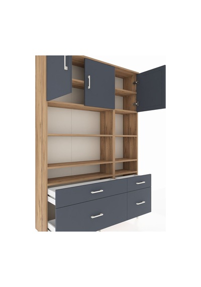 Arges Dolap 10 Raflı 4 Çekmeceli 3 Kapaklı 132x30x195 Çam-antrasit/antrasit Antrasıt/antrasıt Arges Dolap 10 Raflı 4 Çekmeceli 3 Kapaklı 132x30x195 Çam-antrasit/antrasit Antrasıt/antrasıt
