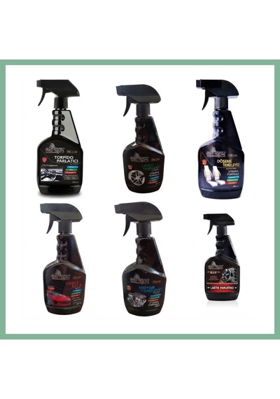 Bşkvirgo 6'lı Araç Bakım Seti Torpido Jant Döşeme Motor Lastik Parlatıcı Hızlı Cila Spreyi 500 Ml Bsk2026