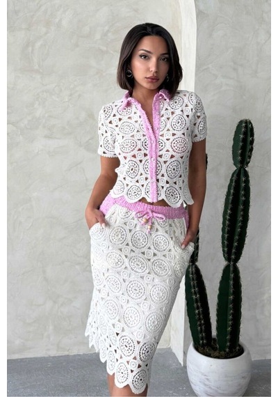 Verymoda Kot Detaylı Dantel Gömlek D2795 Ham Pembe