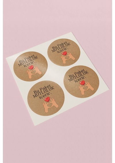 Kraft Kalp Yapan Eller Sticker 3x3cm St2305 Çok Renkli