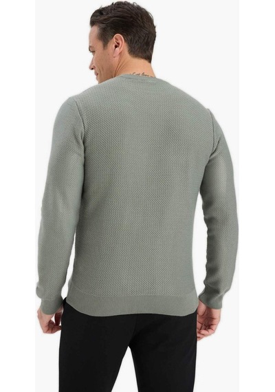 Defacto Standart Fit Bisiklet Yaka Triko Kazak C9618ax25augn826 Yeşil