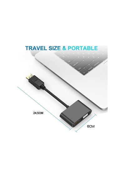 Displayport To Hdmı + Vga Kablo Port Çevirici Dönüştürücü- Al4809