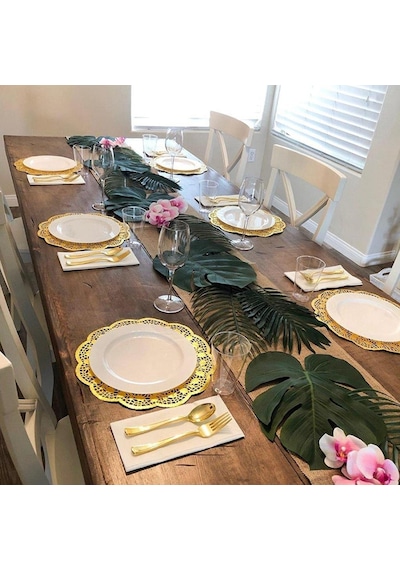 Yapay Çiçek 5 Palmiye Ve 5 Monstera Yaprağı