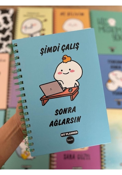 Şimdi Çalış Sonra Ağlarsın Tasarımlı Konuşan Ajanda Akademik Ajanda Yıllık Planlayıcı Mavi