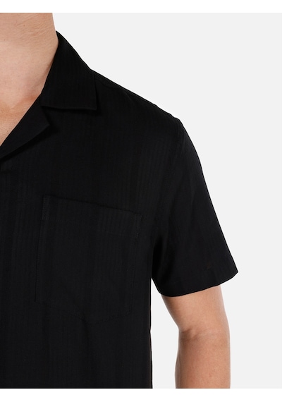 Colin's Colins Regular Fit Shirt Yaka Çizgi Çizgili Siyah Erkek Kısa Kol Gömlek Cl1067069 Q1.v1 Blk Siyah