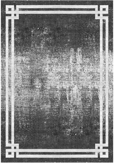 Çam Halı Gloria Td713 Antrasit Mavi Art Deco Modern Desen Dokuma Saçaklı Kilim
